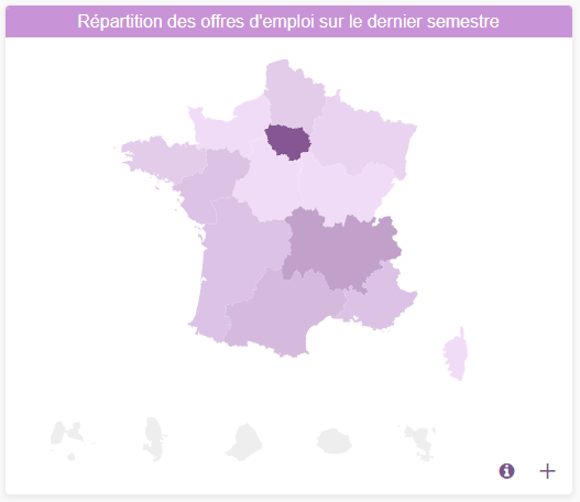 Répartition régionnale des offres d'emploi au dernier semestre 2021